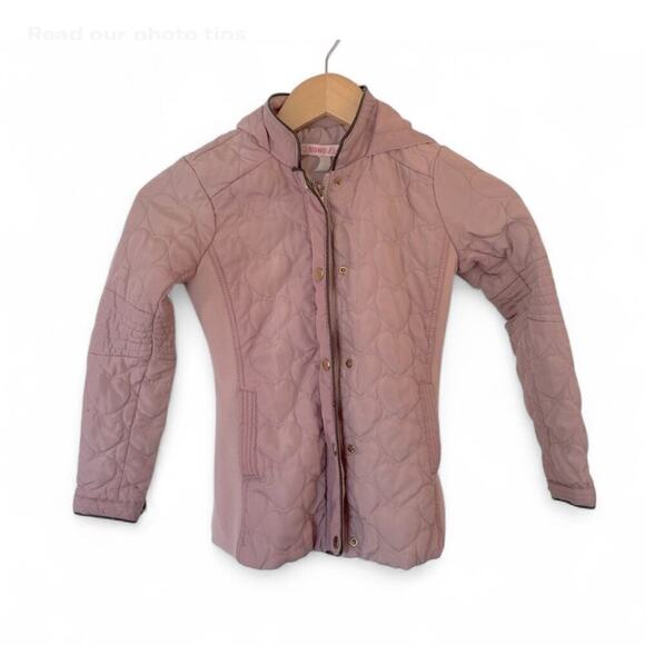 Ci Sono Other - Ci Sono Girl Heart Quilted Jacket Hood Full Zip Pockets in Kids Size 7